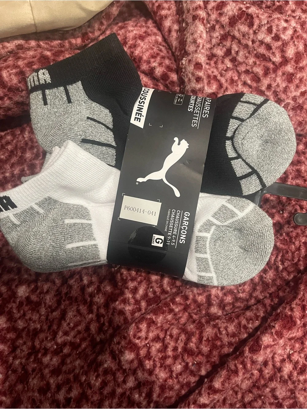 Puma Boys' or Girls’ Cushioned Low-Cut Socks - Gray & White (6-Pack)
